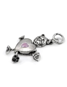 Heart Shaped Bear Silver Pendant Pink Enamel 2