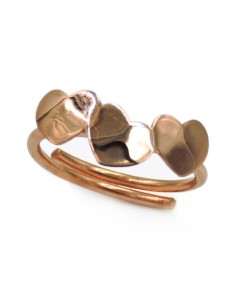 Pink Gold Plated Sterling Silver 3 Hearts Ring  2