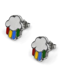 Sterling Silver Cloud and Rainbow Stud Earrings 
