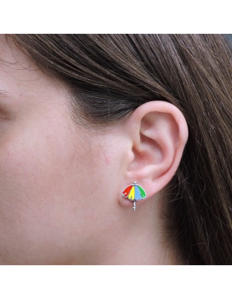Sterling Silver Umbrella Stud Earrings 