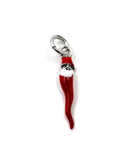 Ciondolo Corno Babbo Natale in Argento Smaltato 