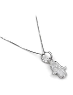 Hamsa Hand Sterling Silver Necklace 