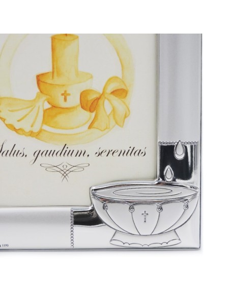 Cornice in Argento cm 9 x 13 con Simboli del Battesimo