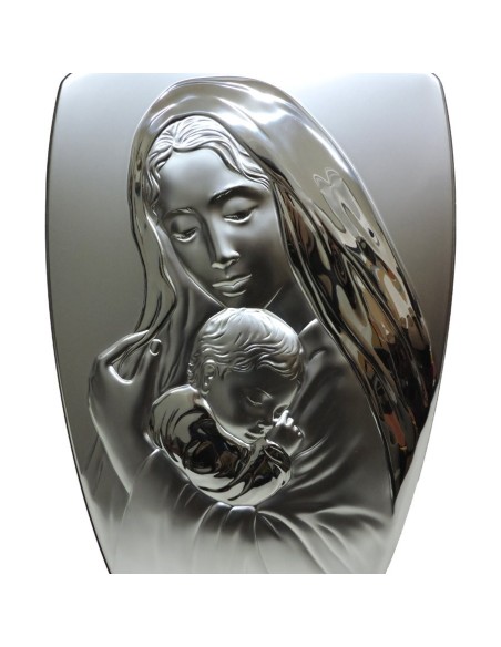 Quadro Sacro Capoletto Sagomato Maternità a Rilievo in Argento 