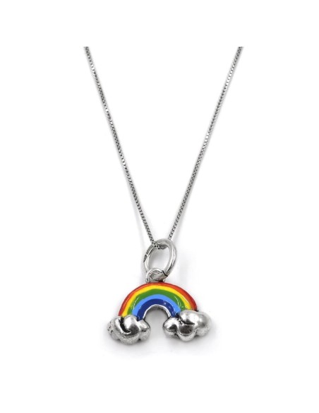 Collana con Ciondolo Arcobaleno in Argento Smaltato