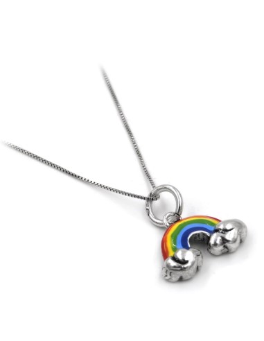 Collana con Ciondolo Arcobaleno in Argento...