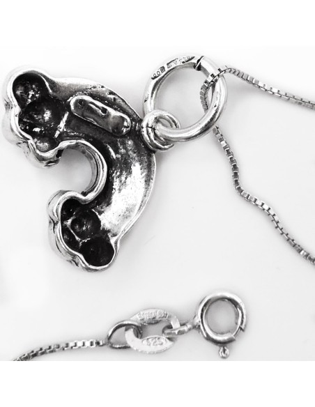 Bracciale Catena Donna in Argento 925 Rodiato con Ciondolo Doppio Cuore