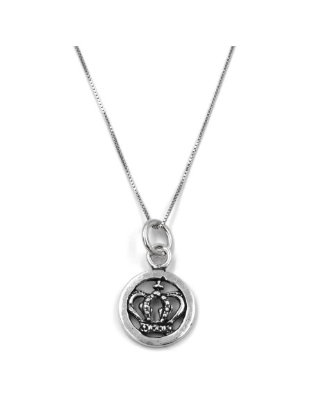 Collana con Medaglia Corona in Argento