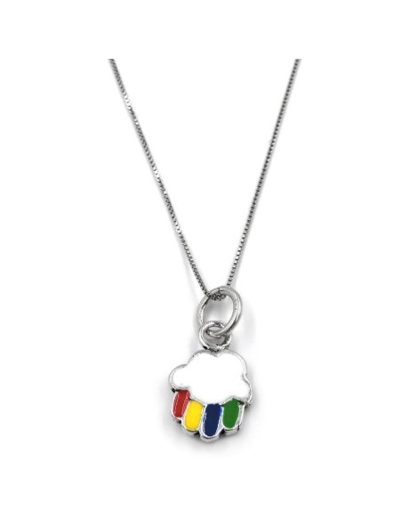 925 Sterling Silver Cloud with Rainbow Necklace