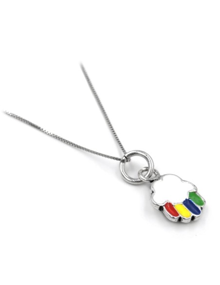 925 Sterling Silver Cloud with Rainbow Necklace