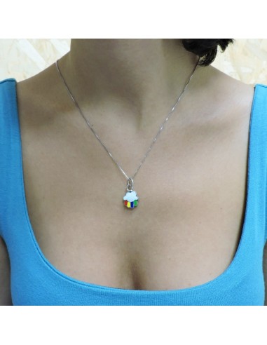 925 Sterling Silver Cloud with Rainbow Necklace
