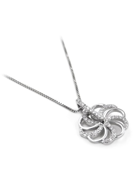 Bracciale Catena Donna in Argento 925 Rodiato con Ciondolo Doppio Cuore