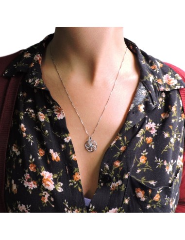 Sterling Silver Pinwheel Necklace with White...