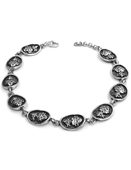 Bracciale Medaglia San Benedetto In Argento Sterling 925, Lunghezza 19 Cm, Medaglie 10 Mm, Regalo In Scatola Premium