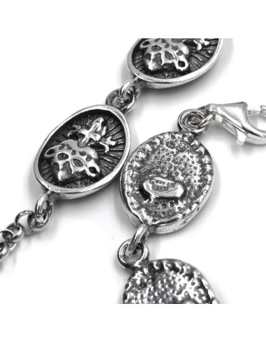 Bracciale Medaglie Ovali Sacro Cuore in Argento...