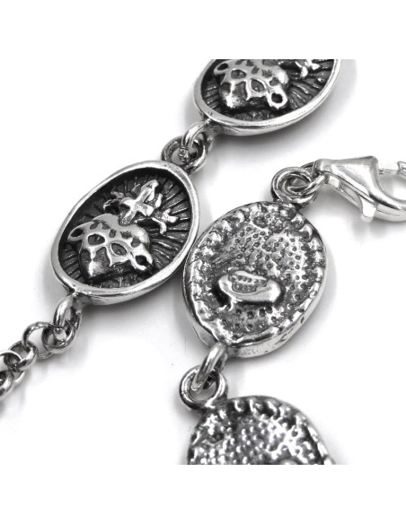 Bracciale Medaglie Ovali Sacro Cuore in Argento Brunito