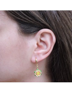 Tambourine Earrings Gold Plated and Enamelled 925... 2