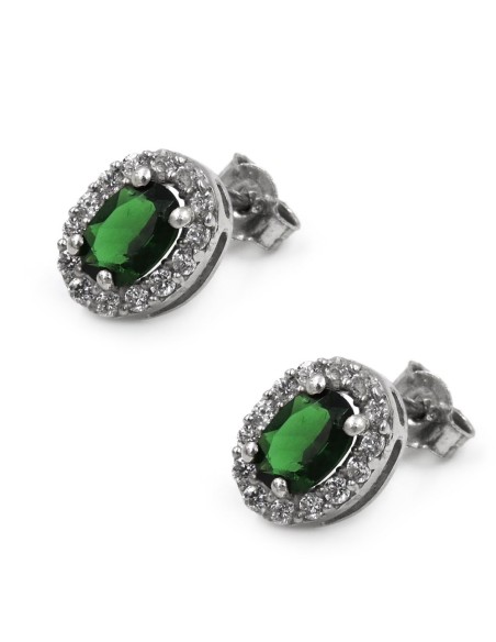 Sterling Silver Rose of France Oval Stud Earrings 