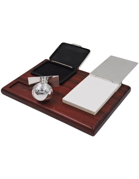 Stamp and Block Notes Sterling Silver and Cherry Wood Set