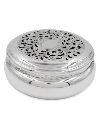 Solid Silver Box with Inlaid and Perforated Lid